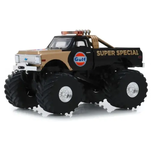 1971 Chevrolet K-10 Gulf Oil Super Special Kings Of Crunch Monster Trucks Diecast Model Car 1:43 Scale (Approx. 10–11Cm) Collectible 1