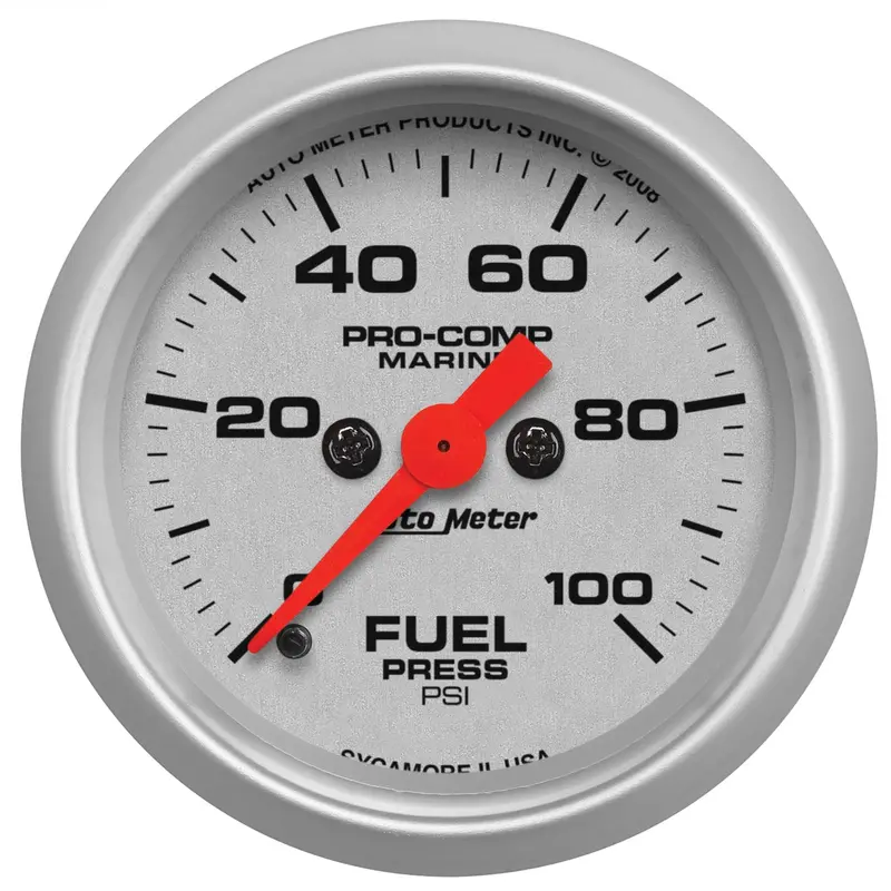 Autometer 200850-33 2-1/16" Digital Stepper Motor Fuel Pressure Gauge – 100 Psi, Marine Silver 1