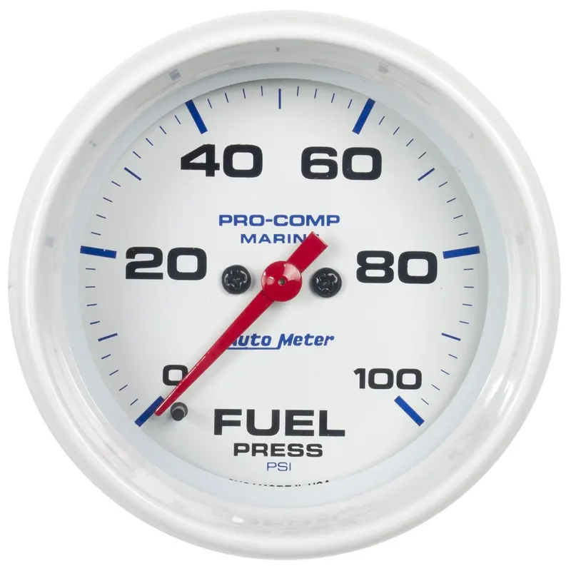 Autometer Digital Fuel Pressure Gauge – 2-5/8-Inch Marine-Grade White Face, 100 Psi Range 1