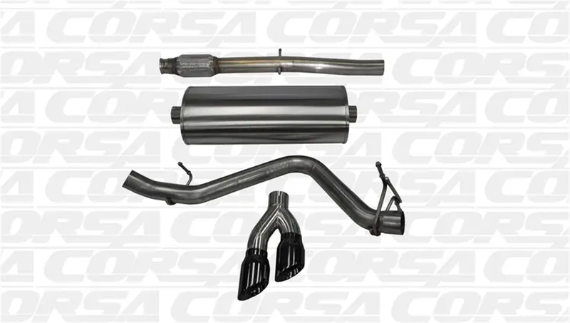 Corsa Performance 14874Blk 3-Inch Cat-Back Exhaust – Single Exit, Black Tips, For 2014–2019 Silverado/Sierra Crew Cab (5.3L V8) 1