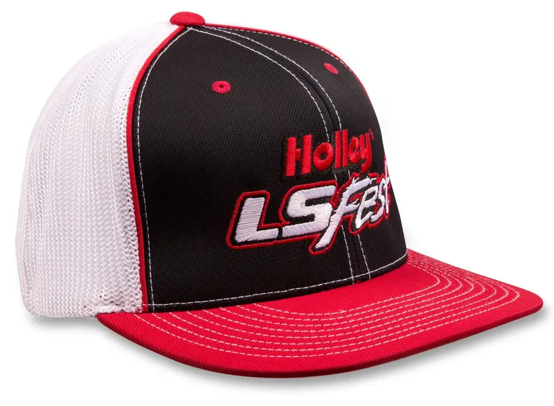 Holley 10166-Lghol Holley Ls Fest Flex-Fit Flat Bill Cap; Large; Red/White/Black; 1