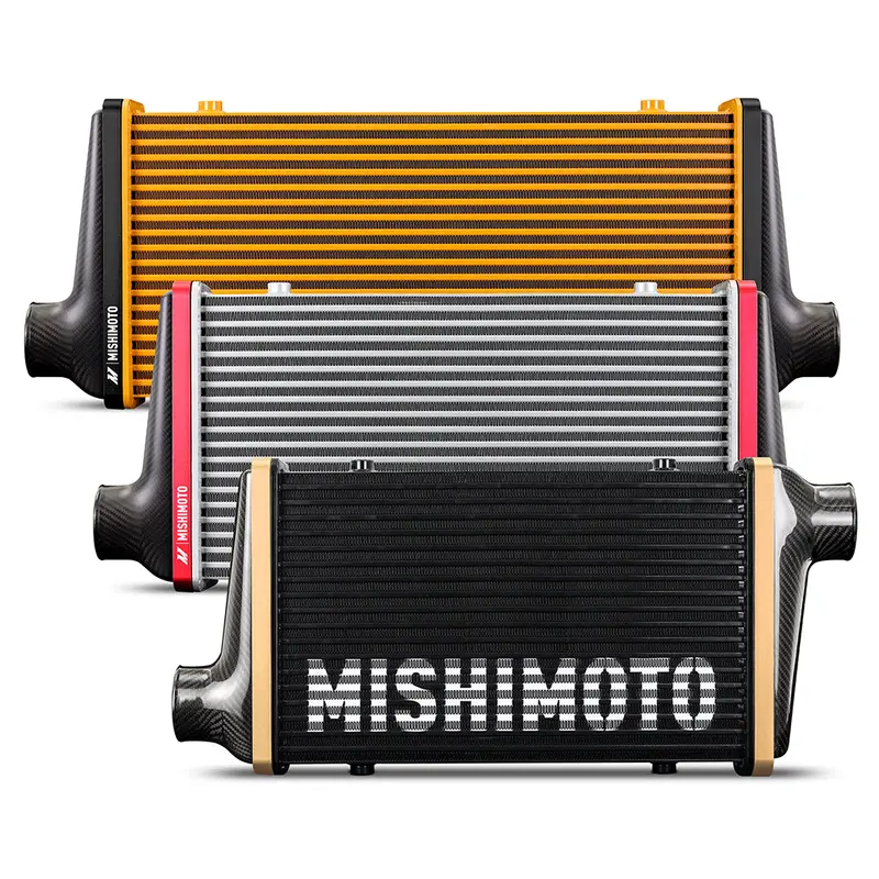 Mishimoto Mmint-Ucf-G4B-C-C Intercooler Core – Gloss Black 450Mm Core, Offset Design, Clear Anodized V-Band Clamps 1