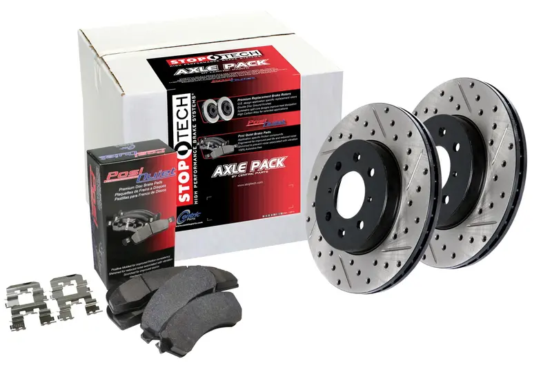 Stoptech Street Brake Kit – Drilled & Slotted Front Axle Pack (938.65008) 1