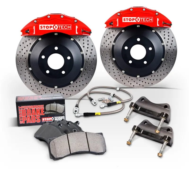 Stoptech Trophy Sport Big Brake Kit – Rear Axle Upgrade With Slotted Two-Piece Rotors And Silver Calipers 1
