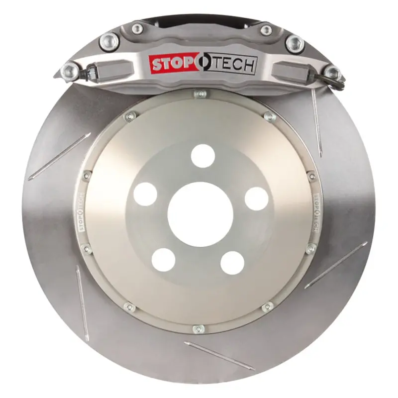 Stoptech Trophy Sport Rear Big Brake Kit – Silver Calipers, Two-Piece Slotted Rotors 1